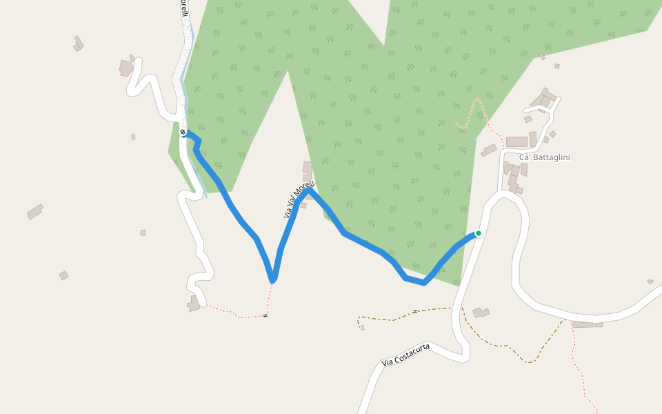 Via Val Morelli walking route map in Vallonara