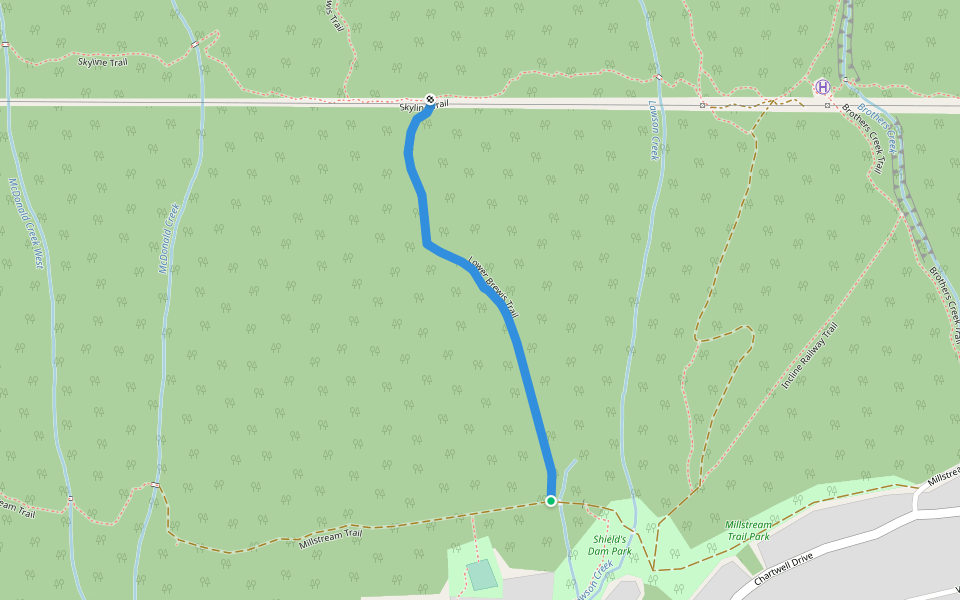 Lower Brewis Trail walking route map in West Vancouver