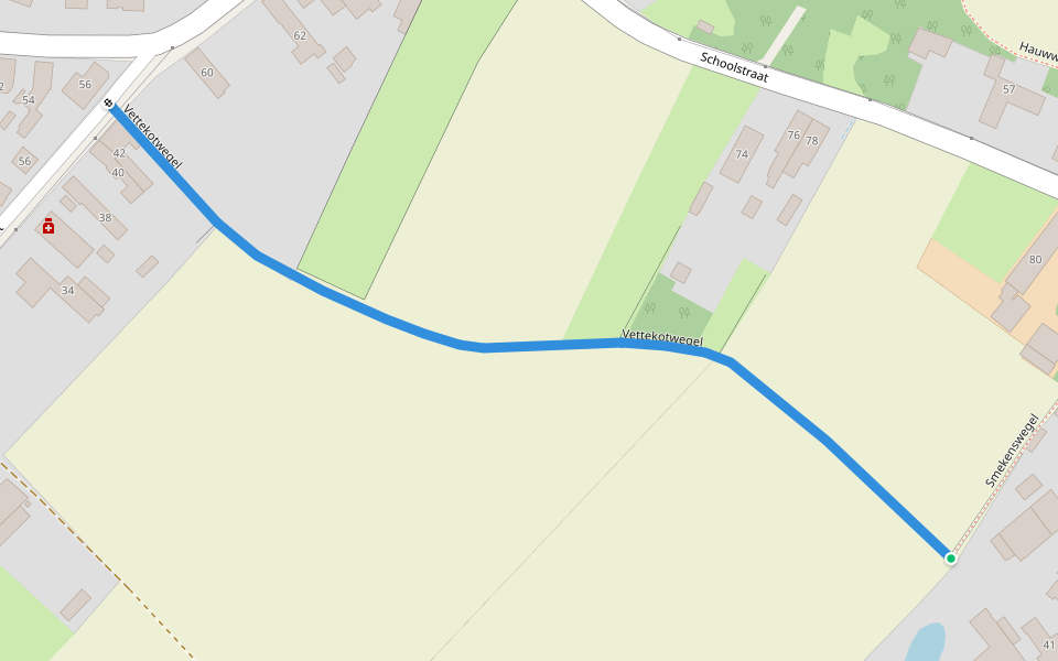 Vettekotwegel walking route map in Oosterzele