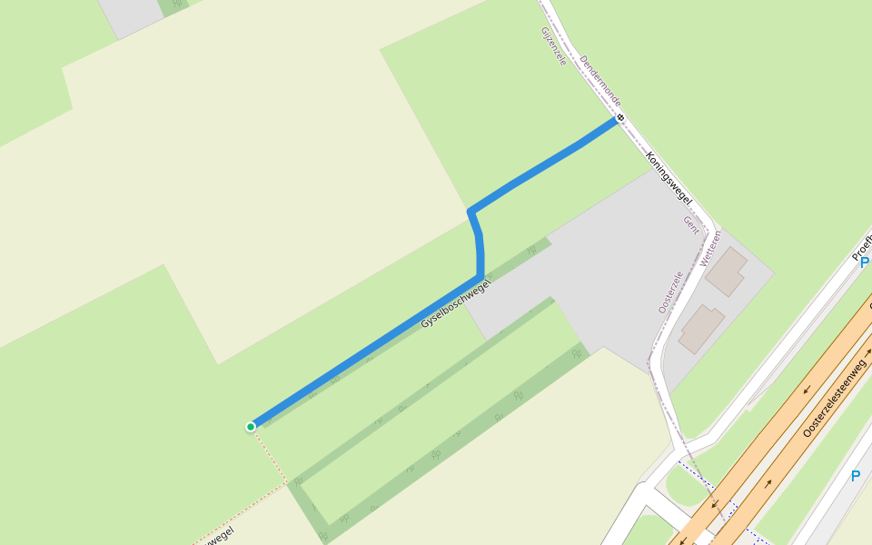 Gyselboschwegel walking route map in Wetteren