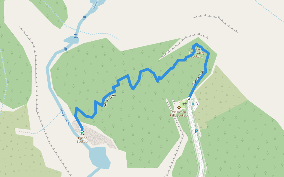 Djinda Walk walking route map in Wallaman