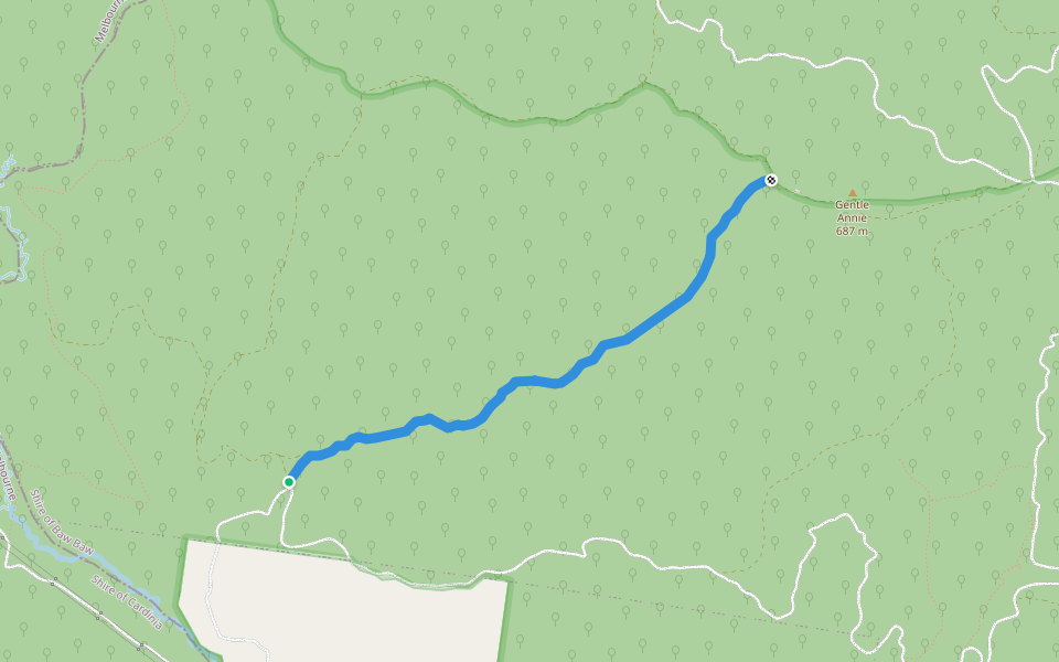 Sunset Track (Not Shown on most Maps) Very Difficult walking route map in Gentle Annie
