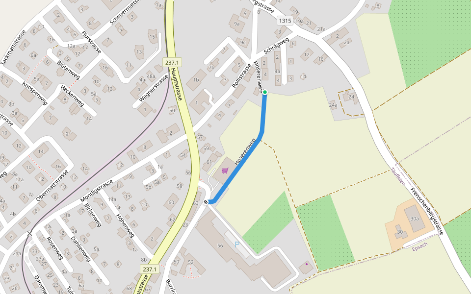 Hoserenweg walking route map in Gerolfingen
