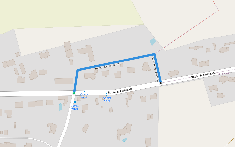 Chemin de Camartin walking route map in Pornichet