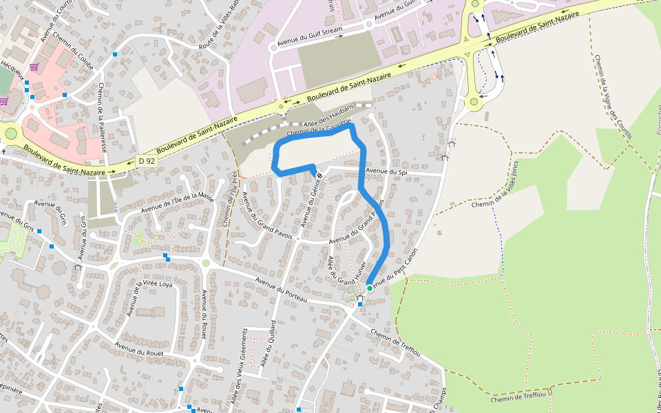 Chemin de la Gagnerie walking route map in Pornichet