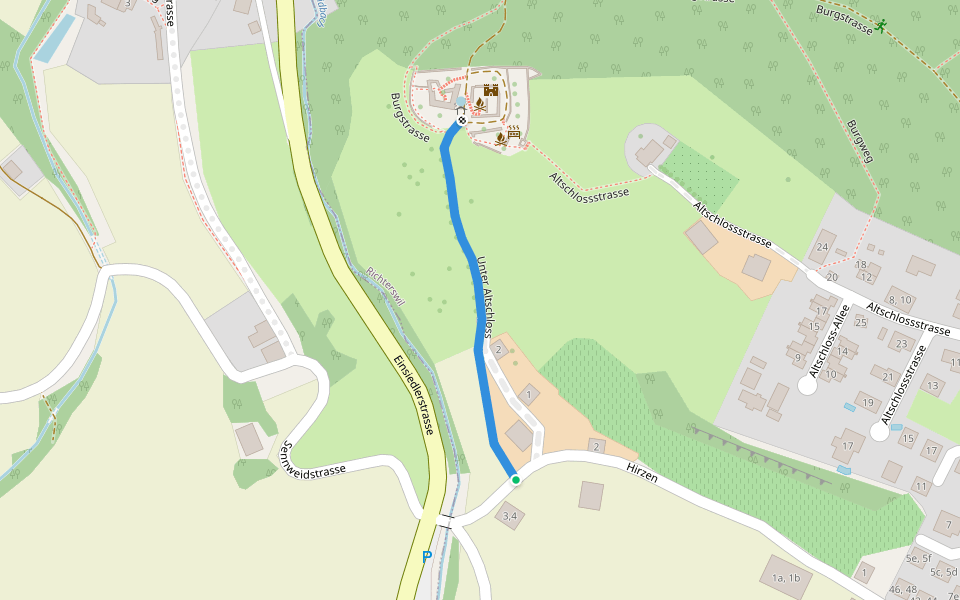 Unter Altschloss walking route map in Richterswil