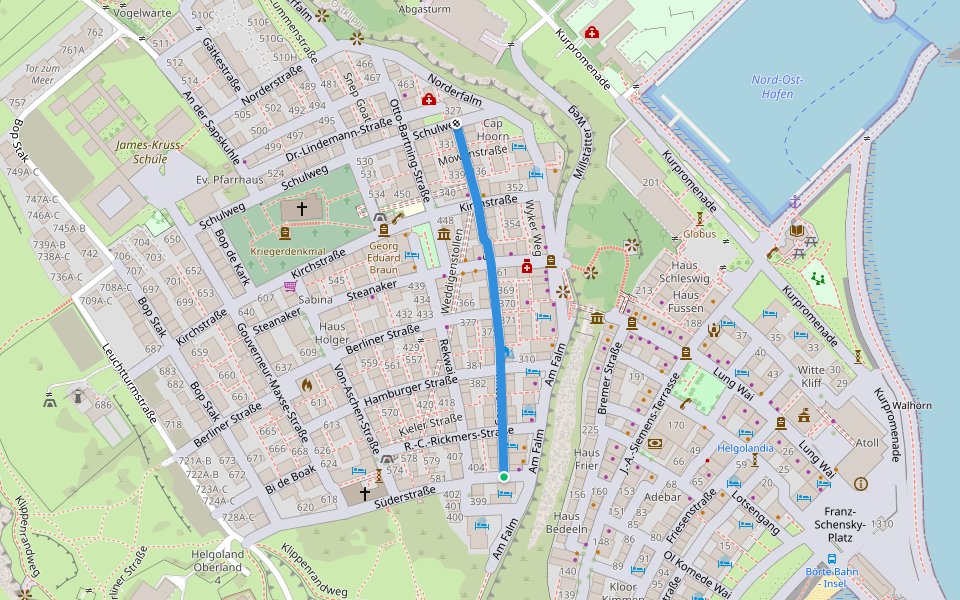 Mittelweg walking route map in Helgoland