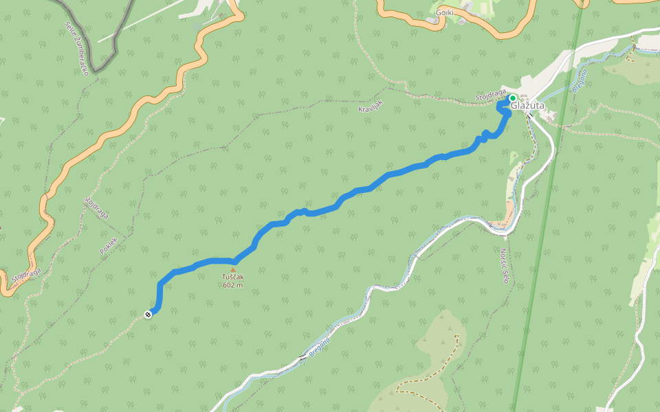 Osredek - Tuščak walking route map in Kravljak