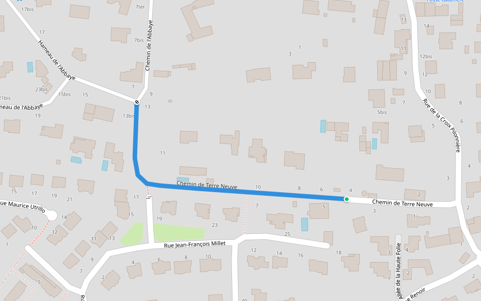 Chemin de Terre Neuve walking route map in Vern-sur-Seiche