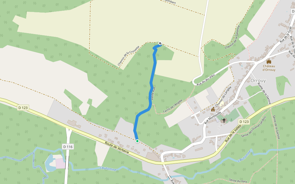 Vieille Rue walking route map in Orrouy