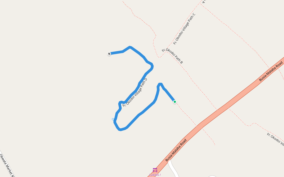 Fr. Okodoi Village Path D walking route map in Likoli
