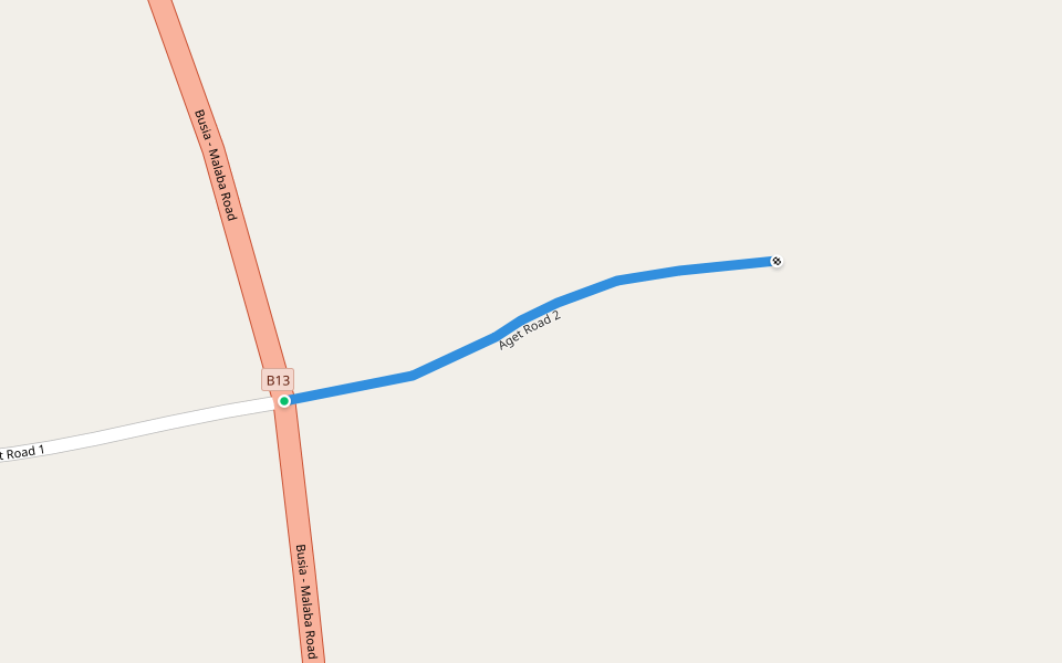 Aget Road 2 walking route map in Busia