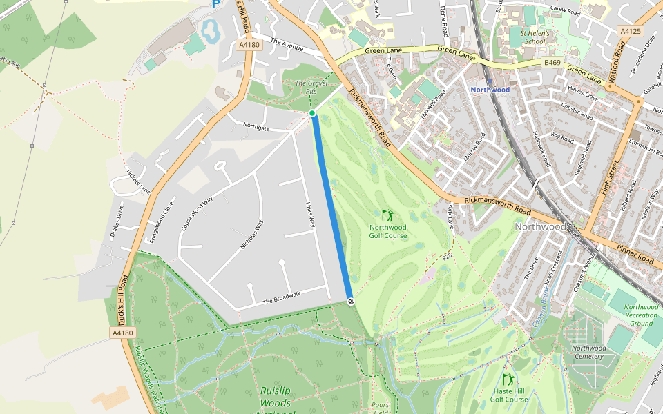 R27 walking route map in Northwood