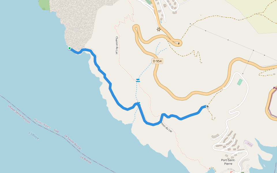 Ancien Chemin pour descendre à Espinasses walking route map in Le Sauze-du-Lac
