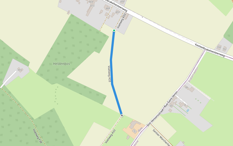 Voetweg A33 walking route map in Halle