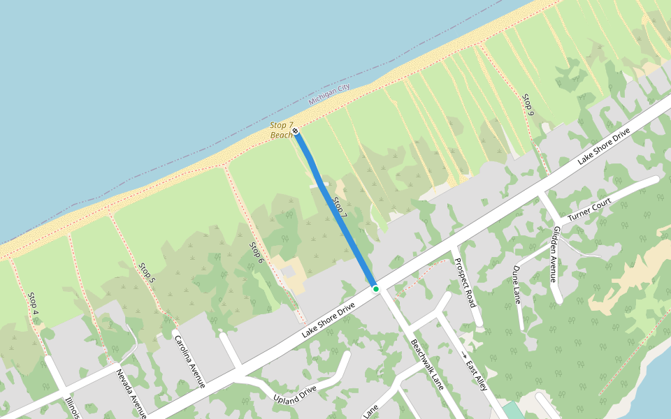 Stop 7 walking route map in Michigan City