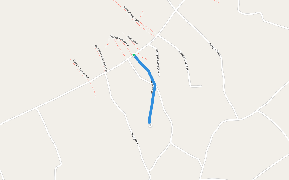 Alungoli B walking route map in Sikoma