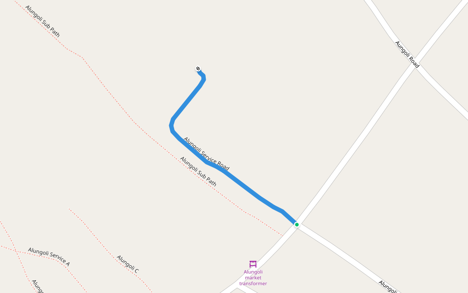 Alungoli Service Road walking route map in Sikoma