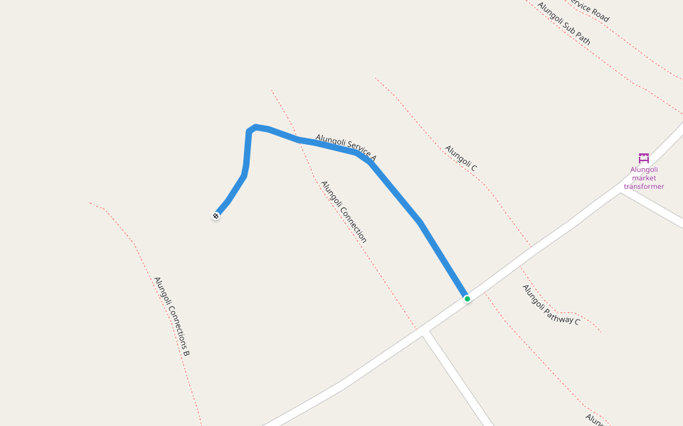 Alungoli Service A walking route map in Sikoma