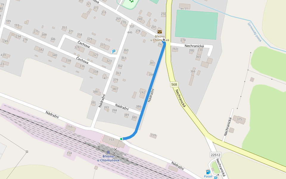 Nádražní walking route map in Březno