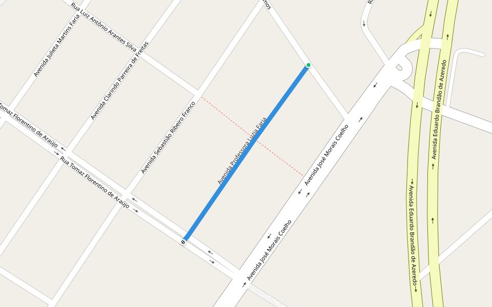 Avenida Professora Luzia Faria walking route map in Santa Vitória