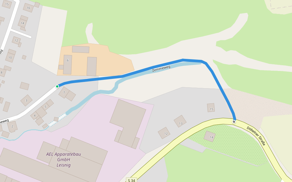 Zemmeweg walking route map in Leisnig