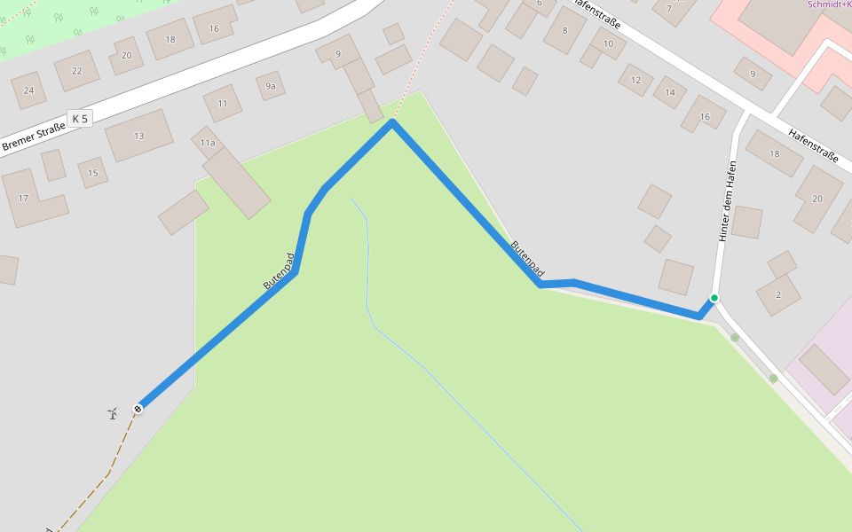 Butenpad walking route map in Osterholz-Scharmbeck
