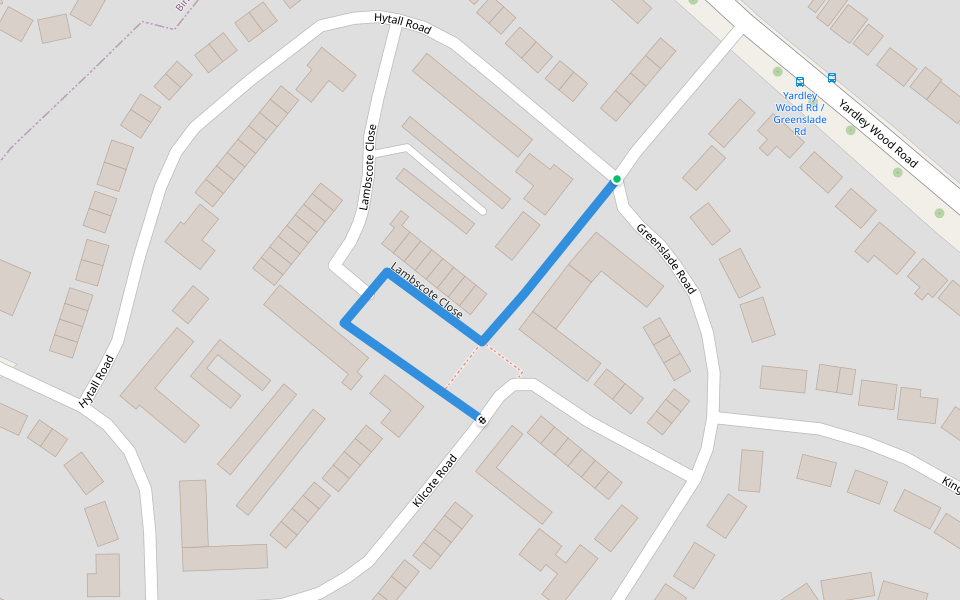 Lambscote Close walking route map in Shirley