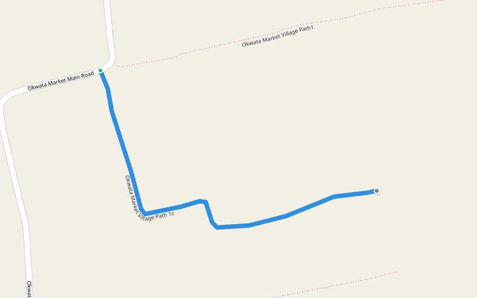 Okwata Market Village Path 1c walking route map in Likoli