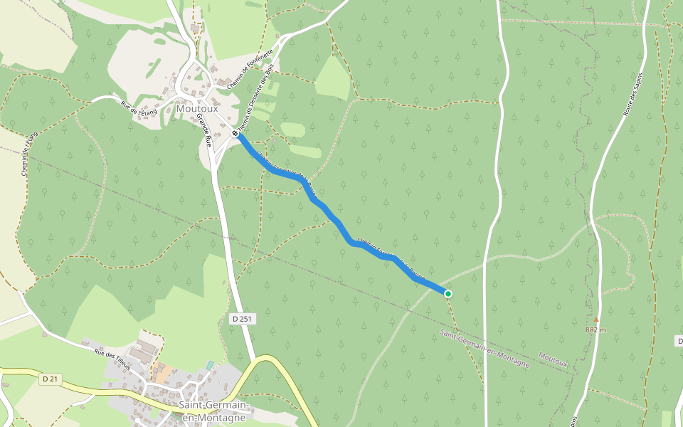 Chemin Forestier de la Racine walking route map in Moutoux