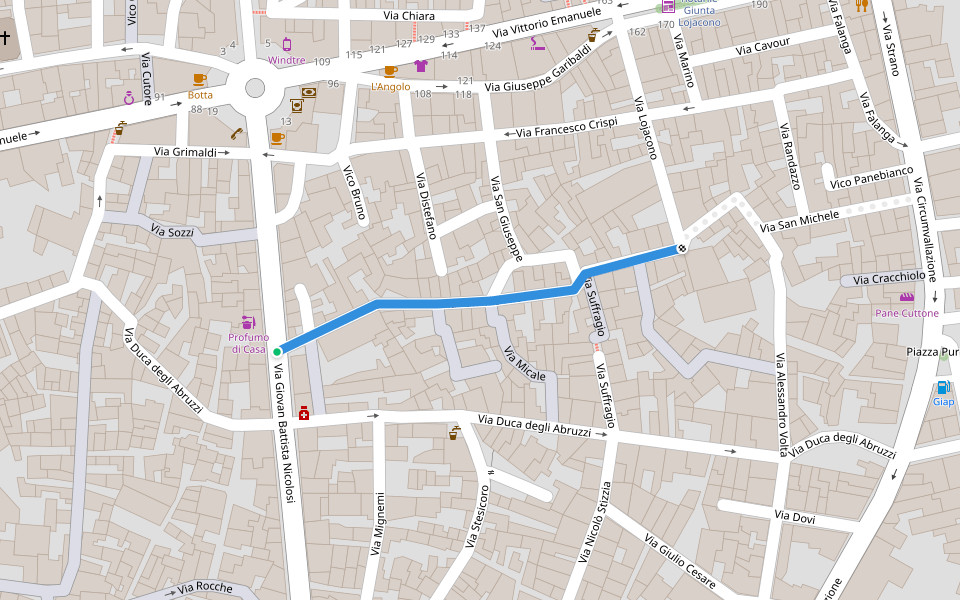 Via San Michele walking route map in Paternò