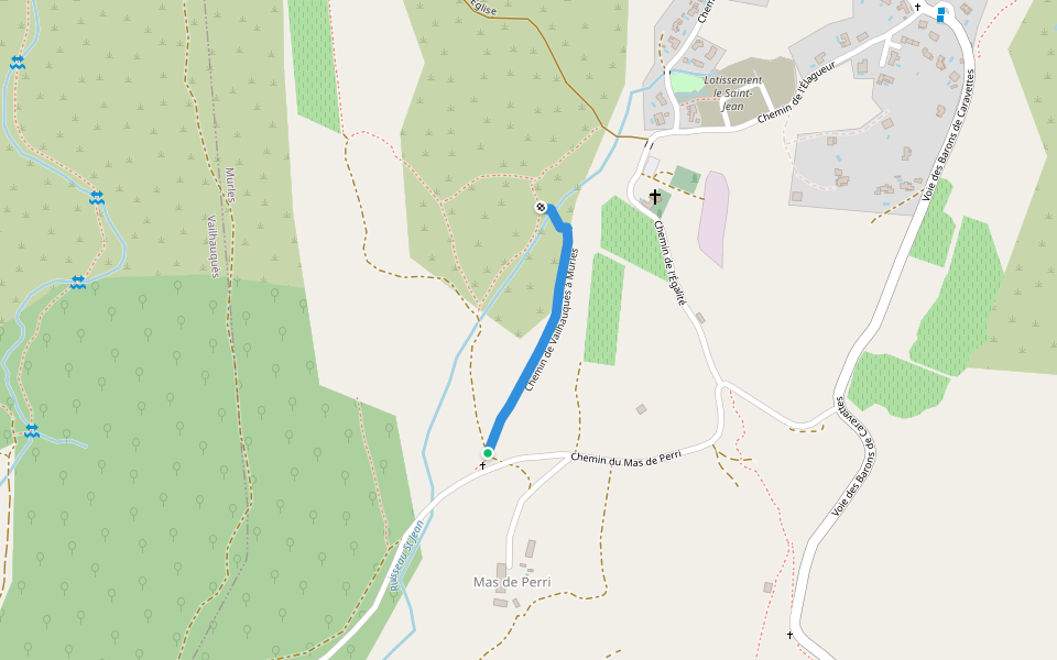 Chemin de Vailhauquès à Murles walking route map in Murles