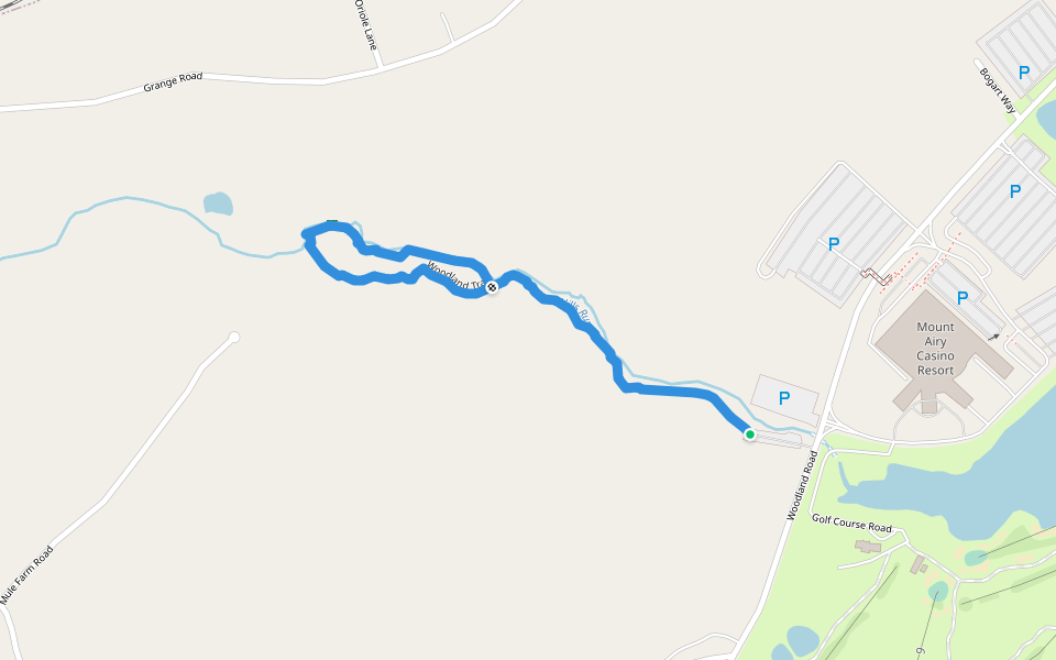 Woodland Trail walking route map in Mount Pocono
