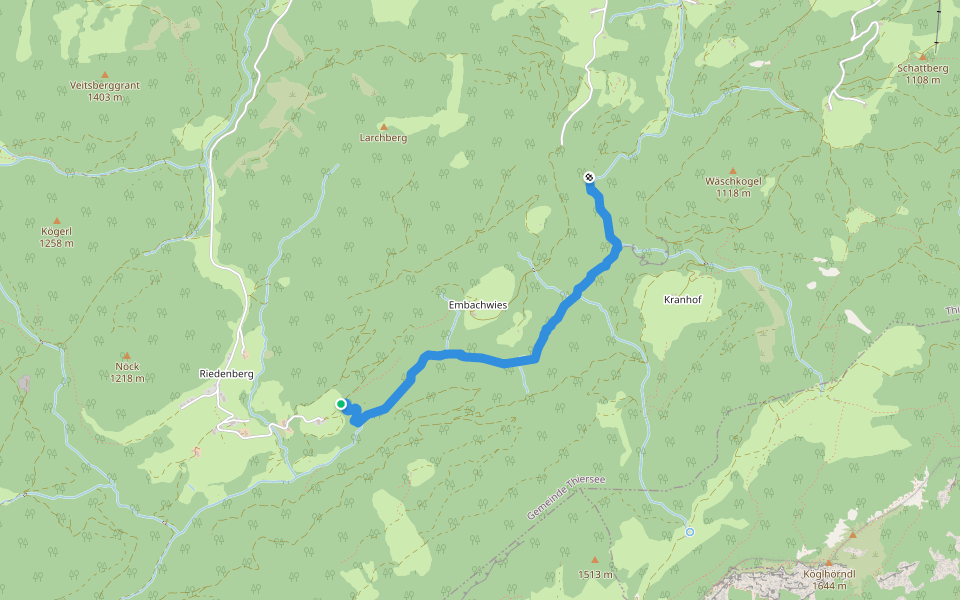 Glemmbachklamm walking route map in Landl