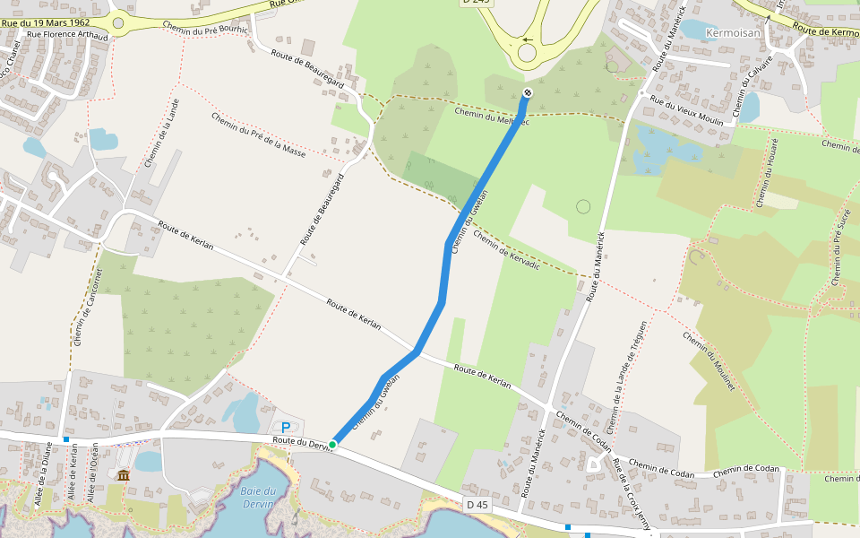Chemin du Gwélan walking route map in Batz-sur-Mer