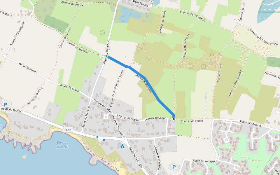 Chemin du Moulinet walking route map in Batz-sur-Mer