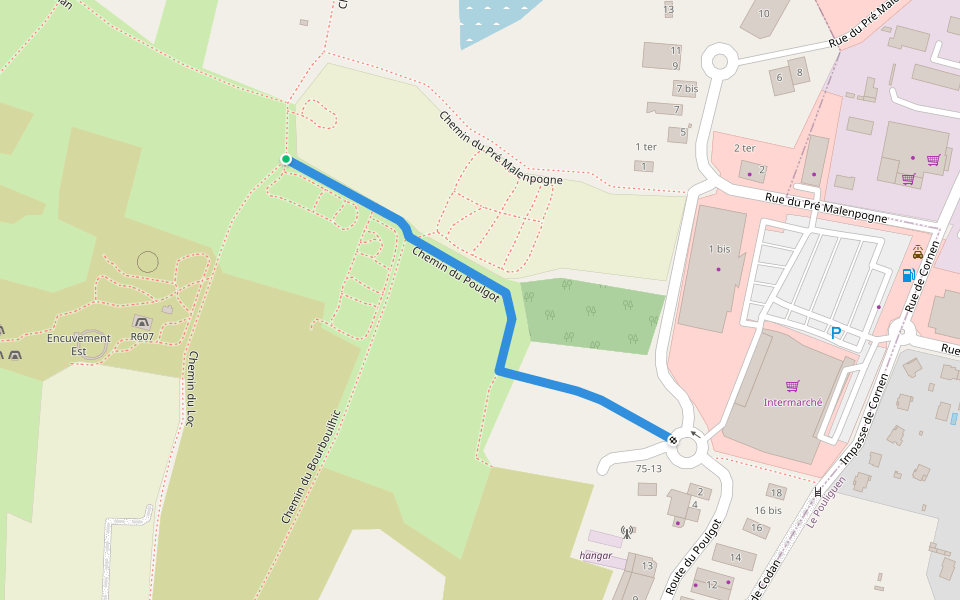 Chemin du Poulgot walking route map in Batz-sur-Mer