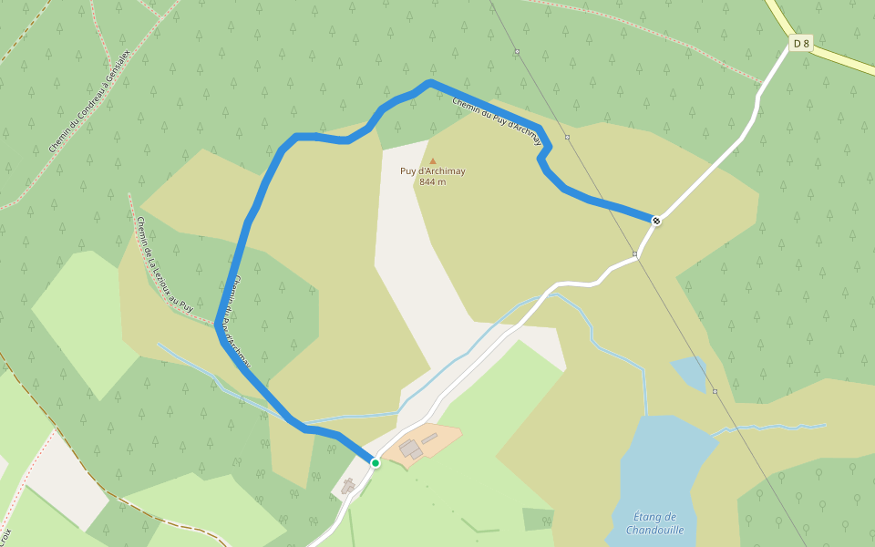 Chemin du Puy d'Archmay walking route map in Gentioux-Pigerolles