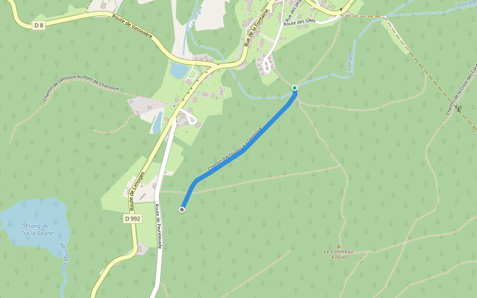 Chemin d'Arfouilloux à Gentioux walking route map in Gentioux-Pigerolles