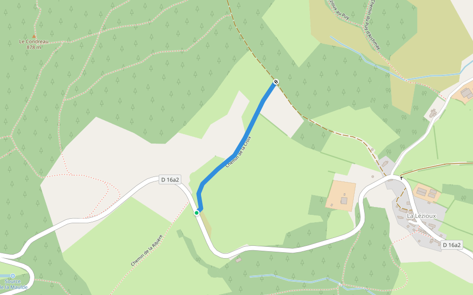 Chemin de la Croix walking route map in Gentioux-Pigerolles