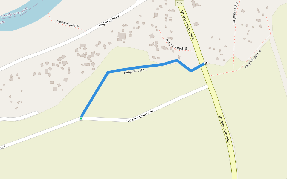 nanjomi path 1 walking route map in Bujwane