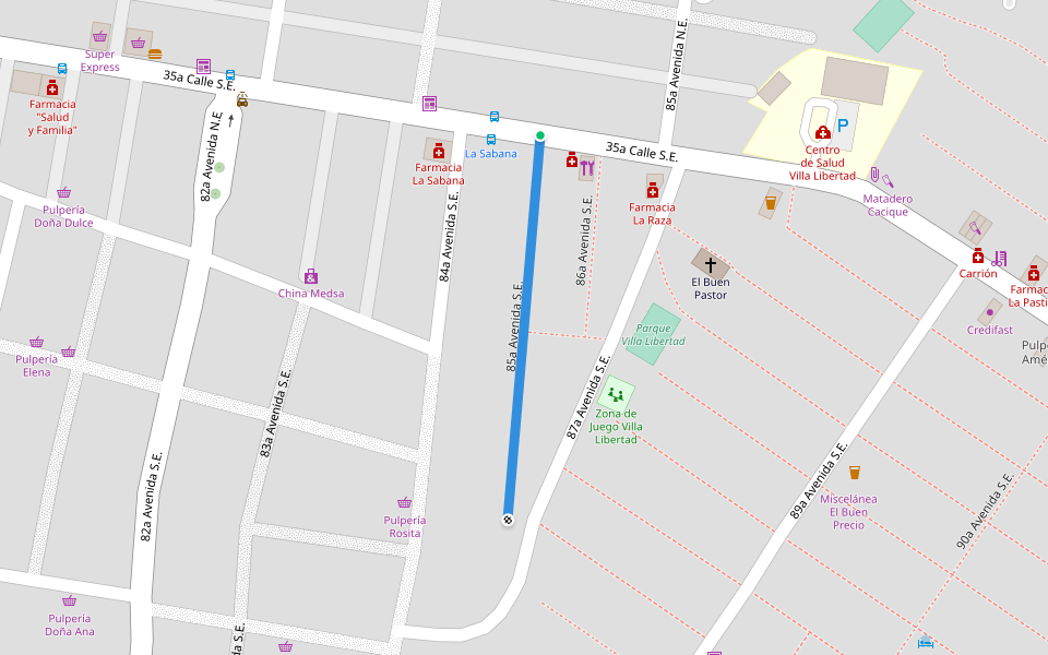 81 Pje. S.E. walking route map in Managua