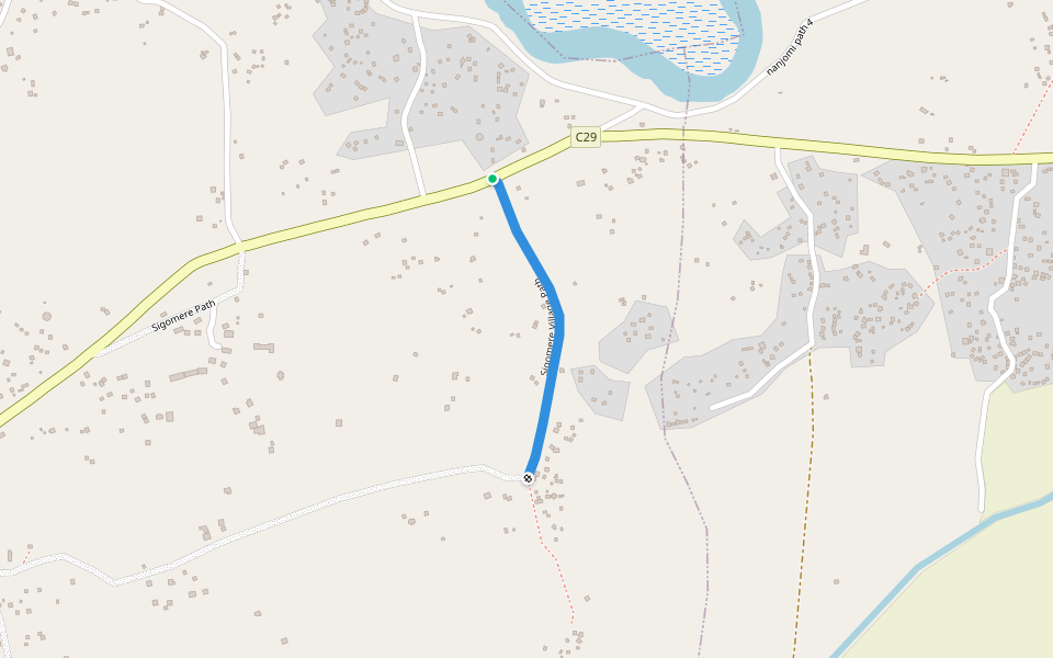 Sigomere Village Path walking route map in Lugare