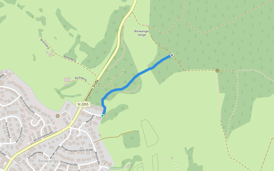 Börwanger Rundwanderweg walking route map in Haldenwang