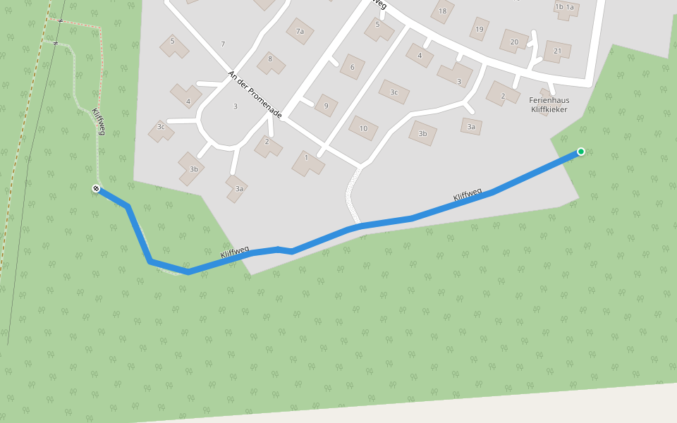 Kliffweg walking route map in Zirchow