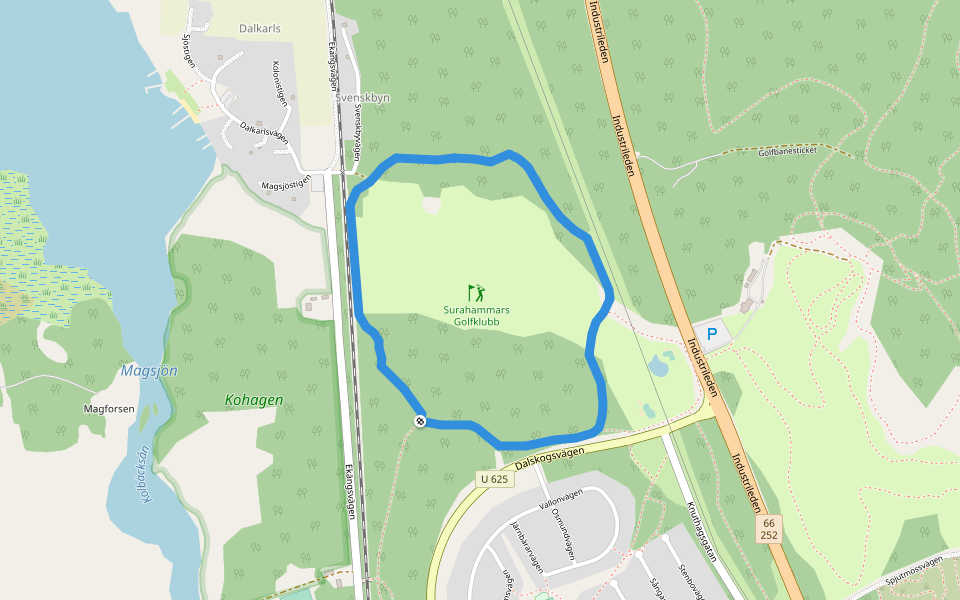 Elljusspår 2,3 km walking route map in Surahammar