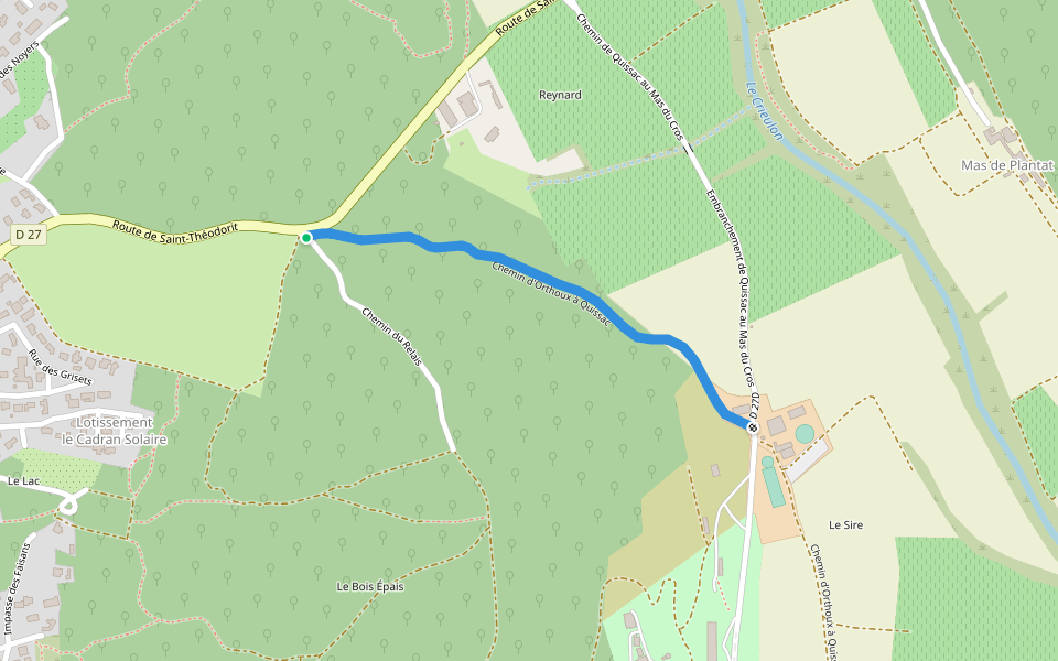 Chemin d'Orthoux à Quissac walking route map in Quissac