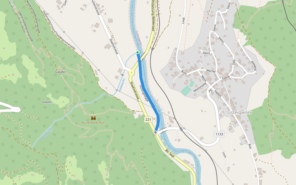 Tschingelegge walking route map in Wilderswil