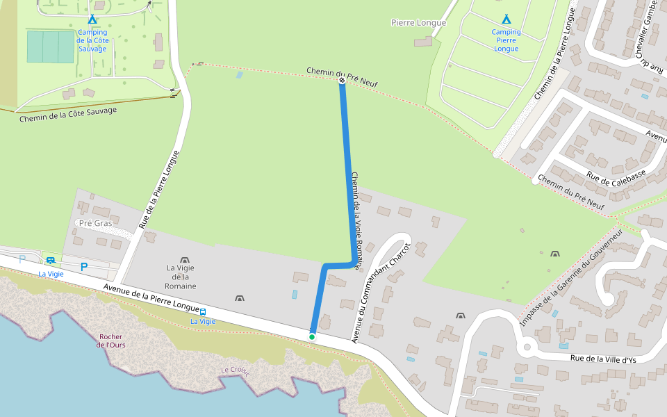 Chemin de la Vigie Romaine walking route map in Le Croisic
