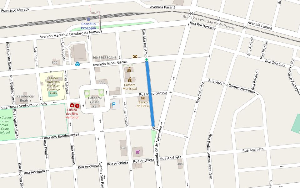Calçadão Massud Amin walking route map in Cornélio Procópio